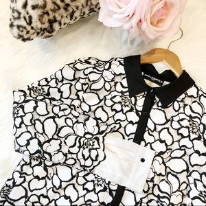 Karl Lagerfeld Black Lace Blouse M